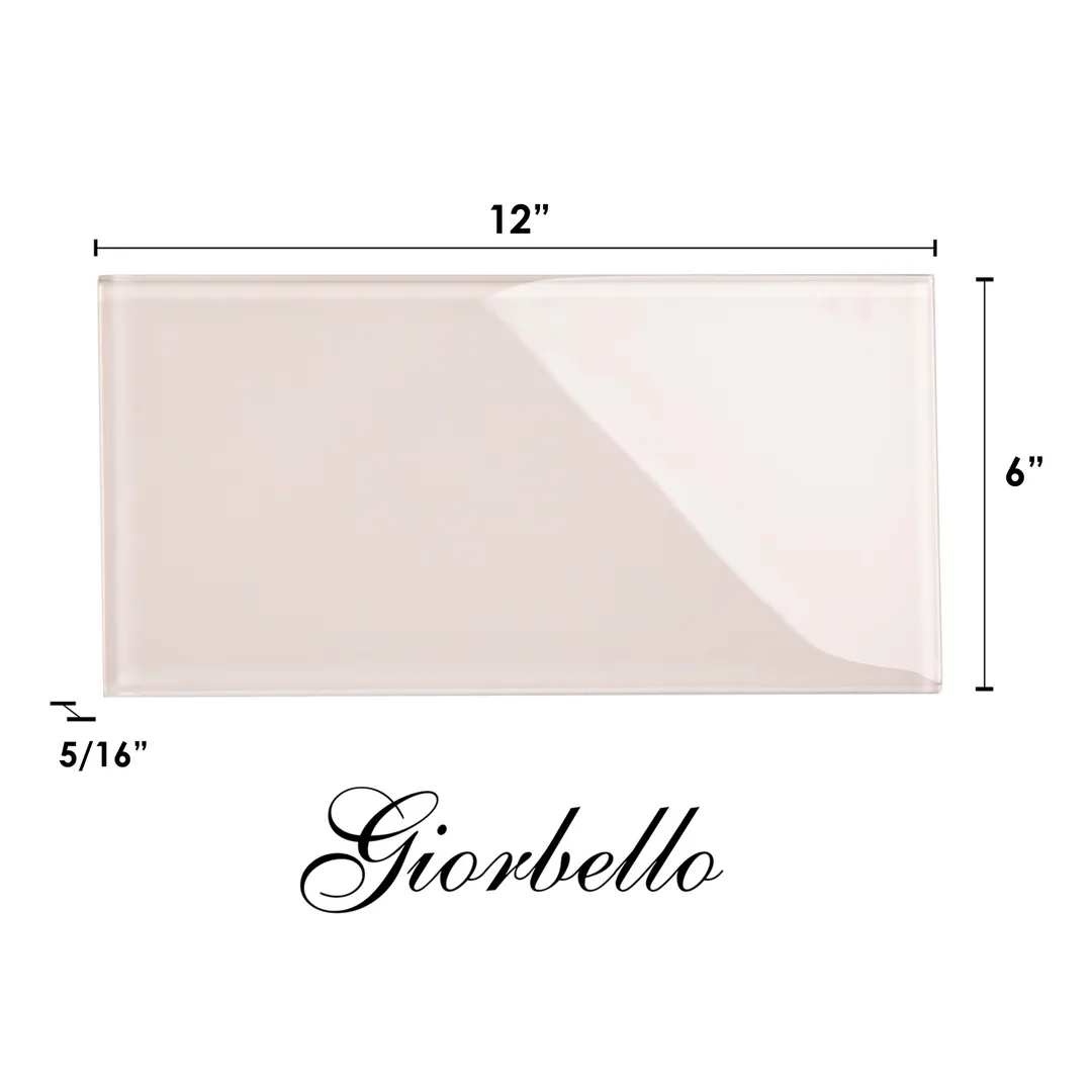 Giorbello (Sample) 6x12 glass subway tiles Rose Pale Pink 6-in x 12-in Glossy Glass Brick Subway Wall Tile, photo 5 of 5