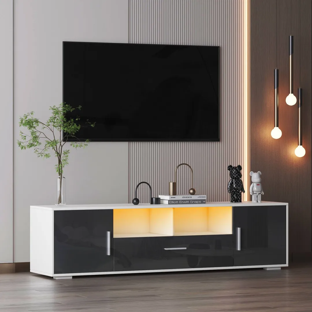Yiekholo Modern/Contemporary Black Tv Cabinet (Accommodates TVs up to 55-in), photo 2 of 9