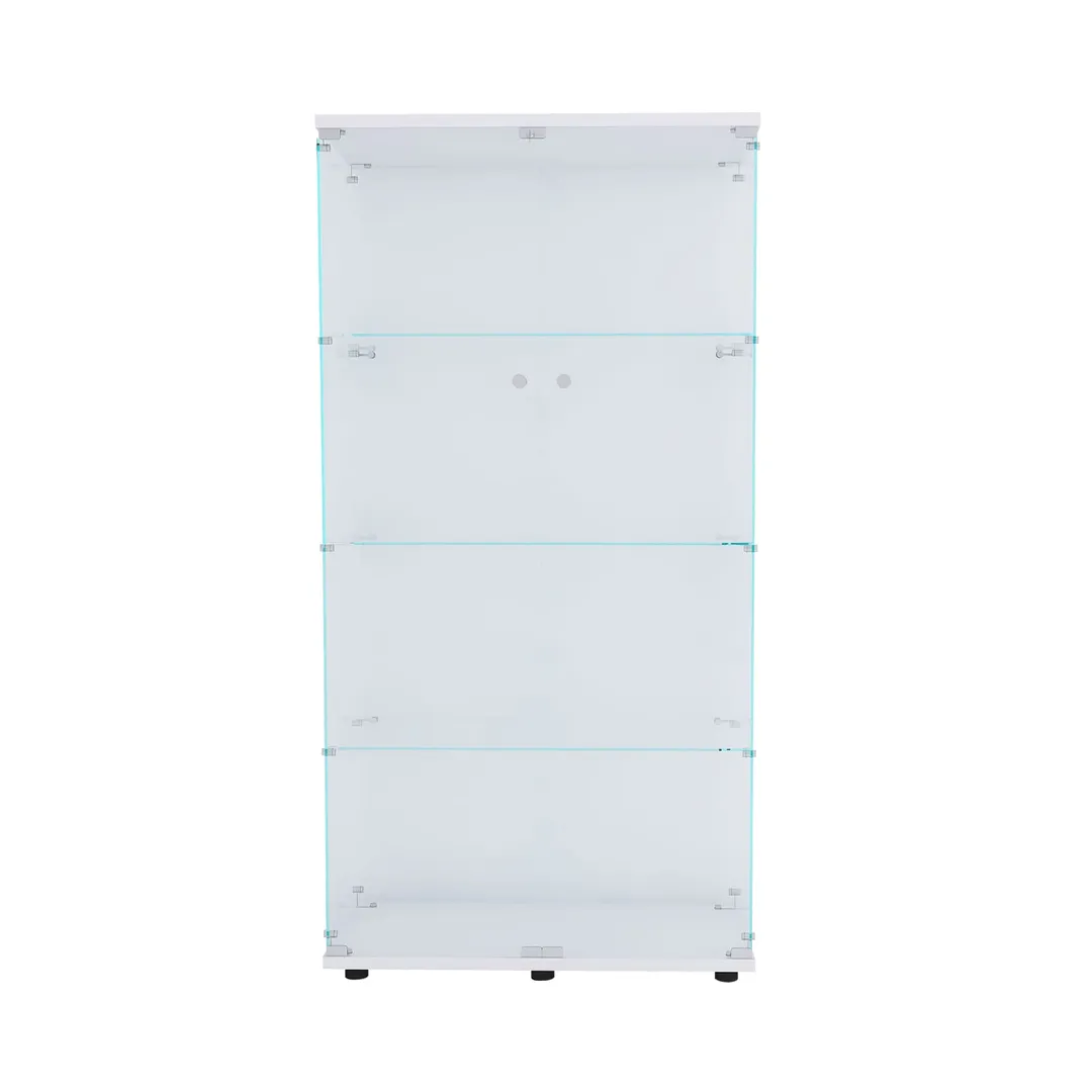 Nestfair Contemporary White Wood Display Cabinet- 31.7-in x 14.3-in x 64.7-in- 2 Doors, 4 Shelves- Tempered Glass, Solid Wood Particle Boards- Assembly Required, photo 2 of 7