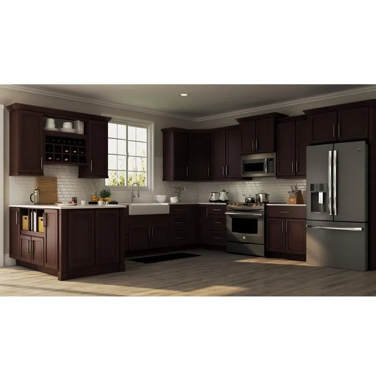 Hampton Bay Shaker Assembled 36x34.5x24 in. Blind Base Corner Kitchen Cabinet in Java, photo 9 of 10