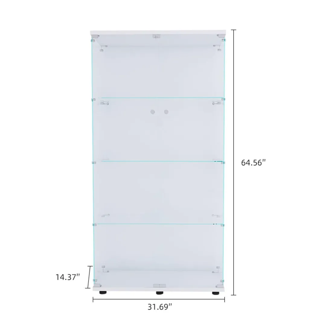 Nestfair Contemporary White Wood Display Cabinet- 31.7-in x 14.3-in x 64.7-in- 2 Doors, 4 Shelves- Tempered Glass, Solid Wood Particle Boards- Assembly Required, photo 7 of 7