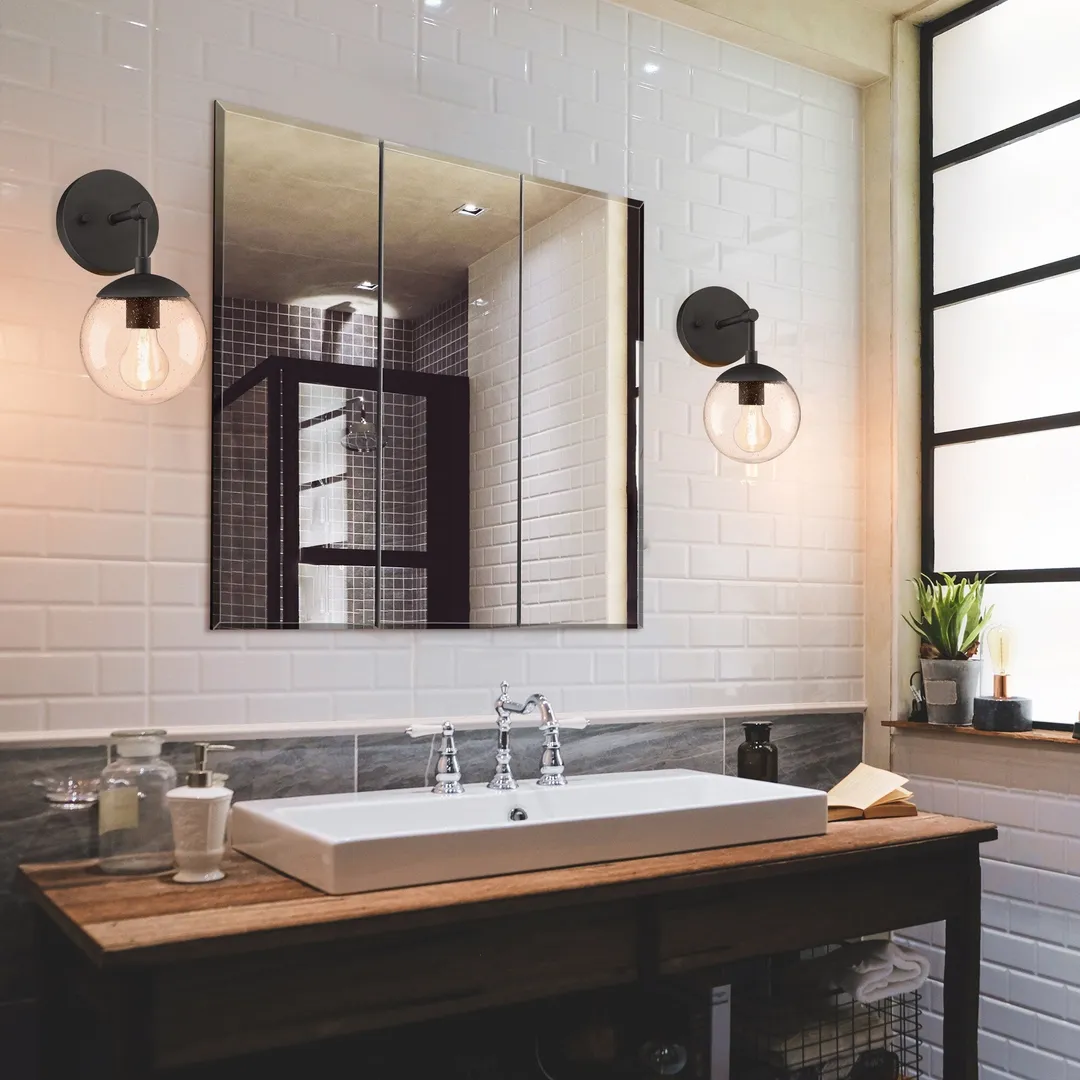 Design House Cyprus 25.1-in x 24.5-in Surface/Recessed Mount Clear Mirrored Medicine Cabinet, photo 8 of 19