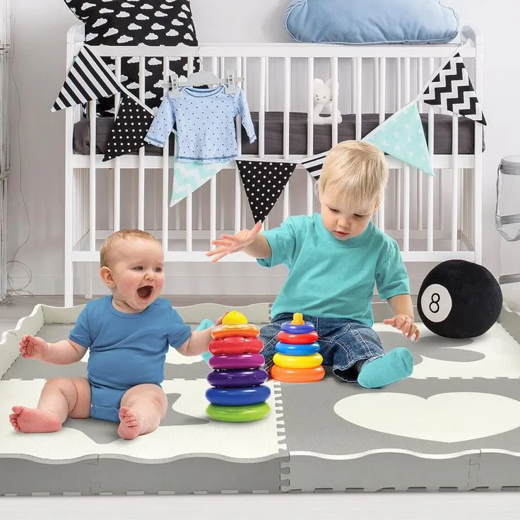 Sorbus Puzzle Mat Interlocking Floor Kids Play Carpet Tiles - Baby Foam Puzzle, Extra Thick Non-Toxic Crawling Mat for Tummy Time, Great for Children Playroom (4 Tiles), photo 4 of 8