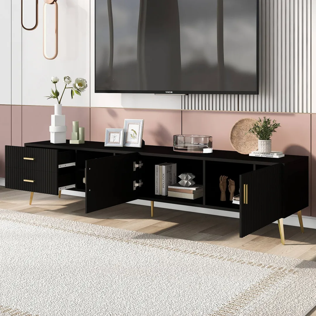 Yiekholo Modern/Contemporary Walnut Tv Cabinet (Accommodates TVs up to 65-in), photo 2 of 10