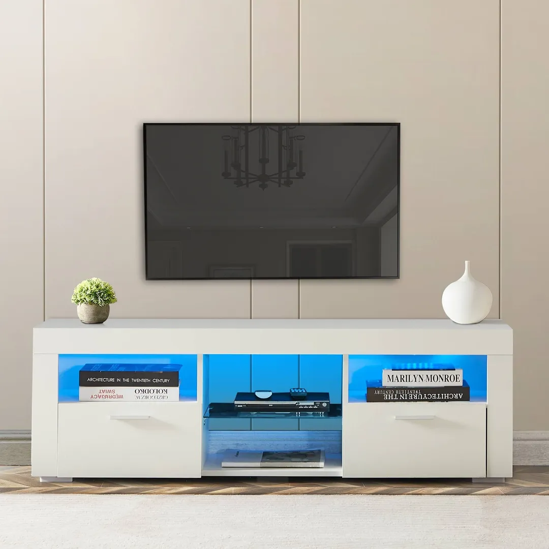 Yiekholo Modern/Contemporary White Tv Cabinet (Accommodates TVs up to 55-in), photo 2 of 9