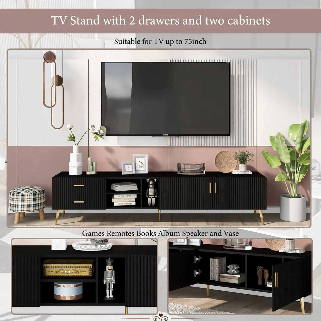 Yiekholo Modern/Contemporary Walnut Tv Cabinet (Accommodates TVs up to 65-in), photo 3 of 10