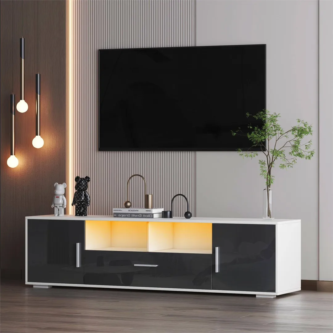 Yiekholo Modern/Contemporary Black Tv Cabinet (Accommodates TVs up to 55-in), photo 3 of 9