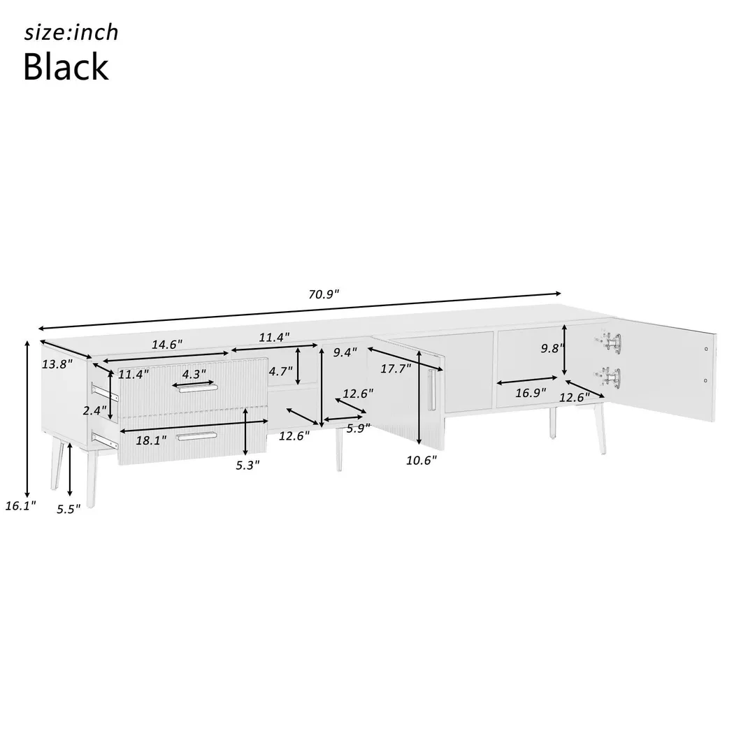 Yiekholo Modern/Contemporary Walnut Tv Cabinet (Accommodates TVs up to 65-in), photo 8 of 10