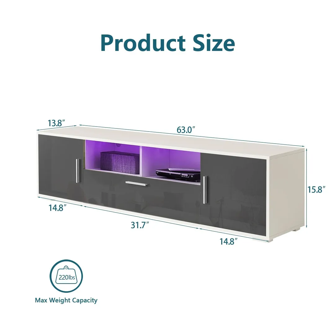 Yiekholo Modern/Contemporary Black Tv Cabinet (Accommodates TVs up to 55-in), photo 8 of 9