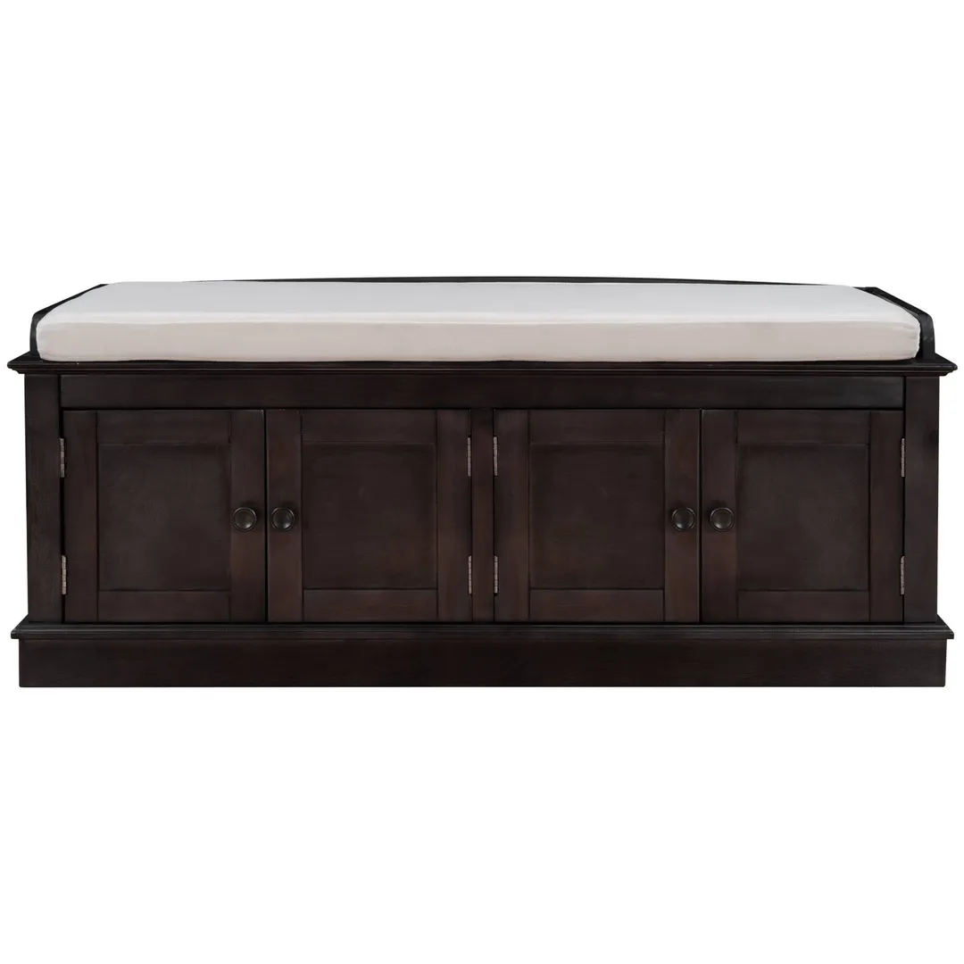 Yiekholo Casual Espresso Accent Bench with Storage Bench 42.7-in x 16-in x 17.4-in, photo 5 of 10
