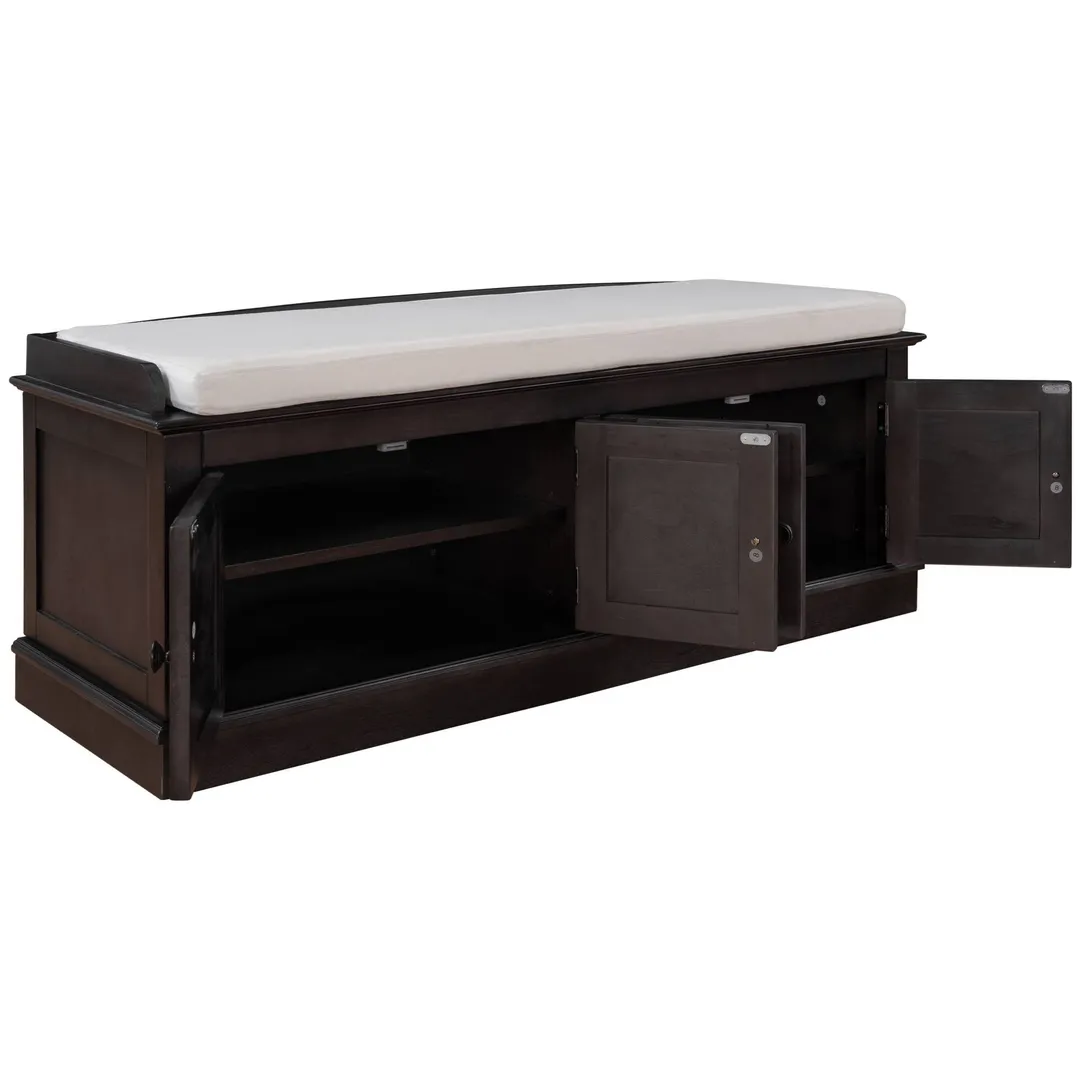 Yiekholo Casual Espresso Accent Bench with Storage Bench 42.7-in x 16-in x 17.4-in, photo 6 of 10