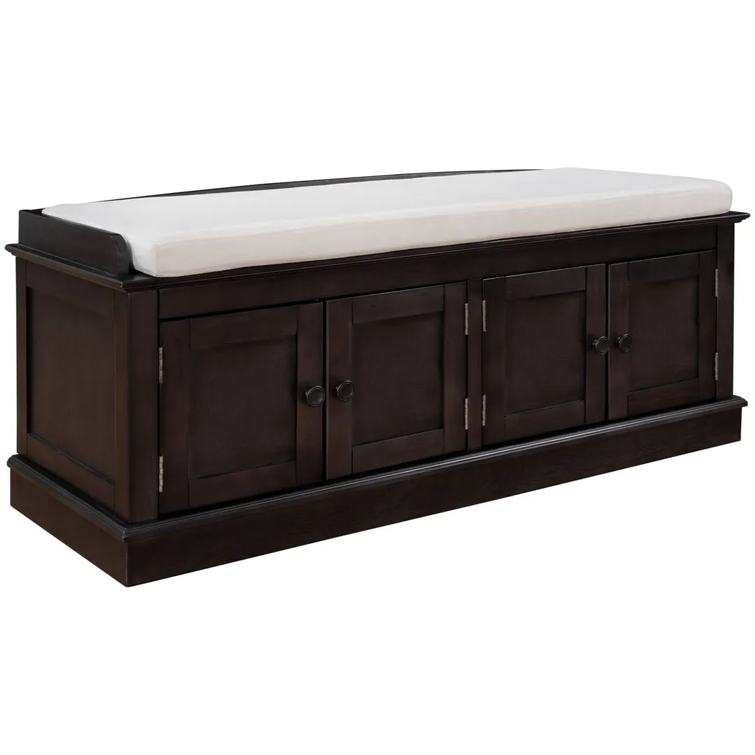 Yiekholo Casual Espresso Accent Bench with Storage Bench 42.7-in x 16-in x 17.4-in, photo 7 of 10