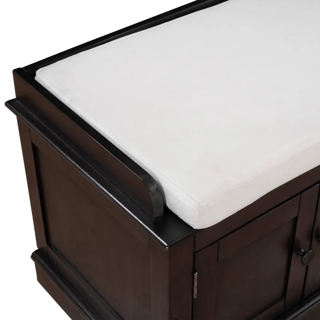 Yiekholo Casual Espresso Accent Bench with Storage Bench 42.7-in x 16-in x 17.4-in, photo 9 of 10