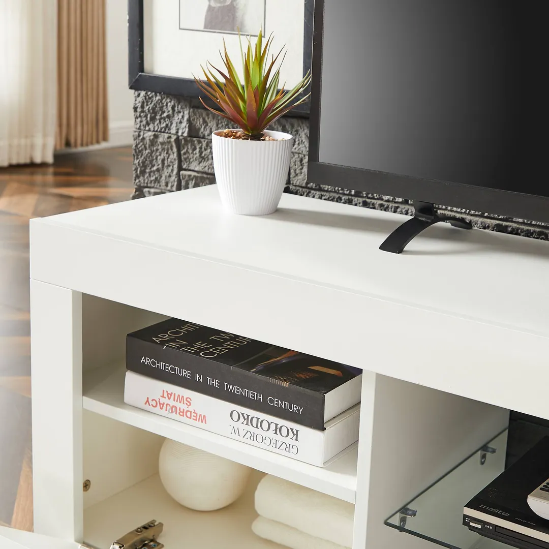 Yiekholo Modern/Contemporary White Tv Cabinet (Accommodates TVs up to 55-in), photo 7 of 9