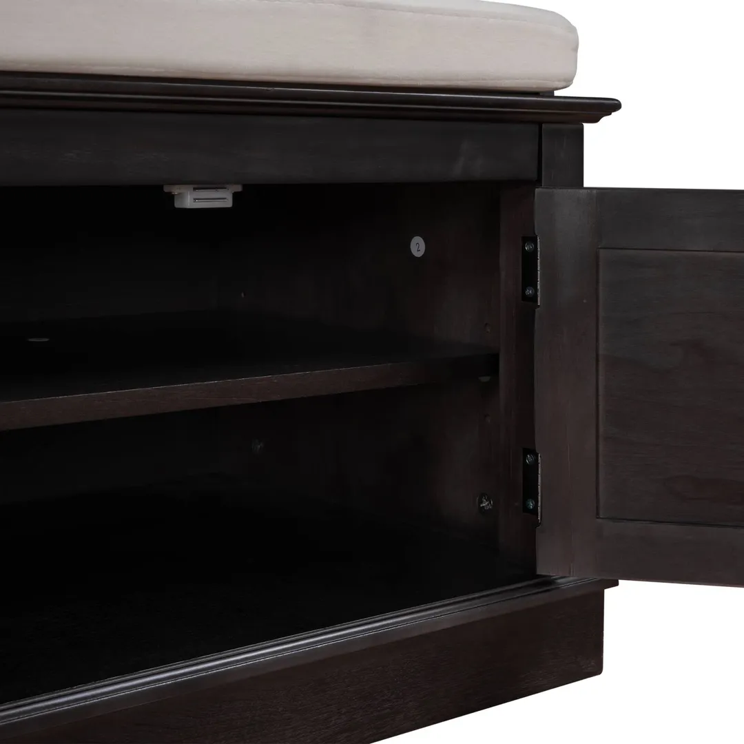 Yiekholo Casual Espresso Accent Bench with Storage Bench 42.7-in x 16-in x 17.4-in, photo 10 of 10