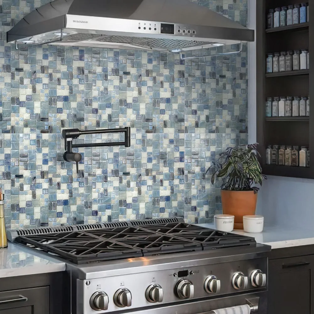 Apollo Tile (Sample) Majeste Gray 4-in x 4-in Glazed Glass Mixed Pattern Floor and Wall Tile, photo 2 of 7