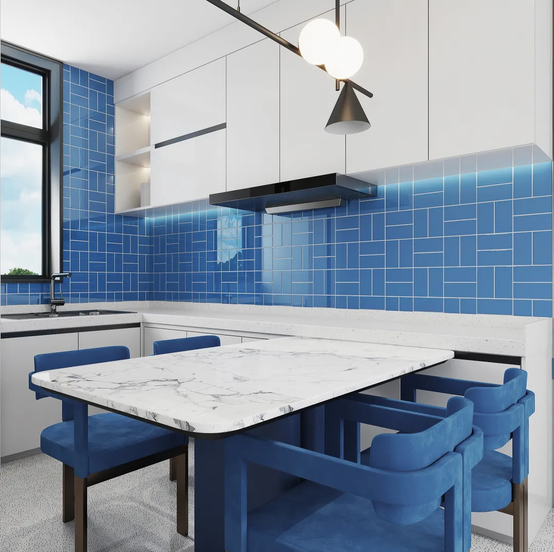 Giorbello (Sample) 3x6 Glass Subway Tiles Cobalt Blue 3-in x 6-in Glossy Glass Brick Subway Floor and Wall Tile, photo 3 of 6