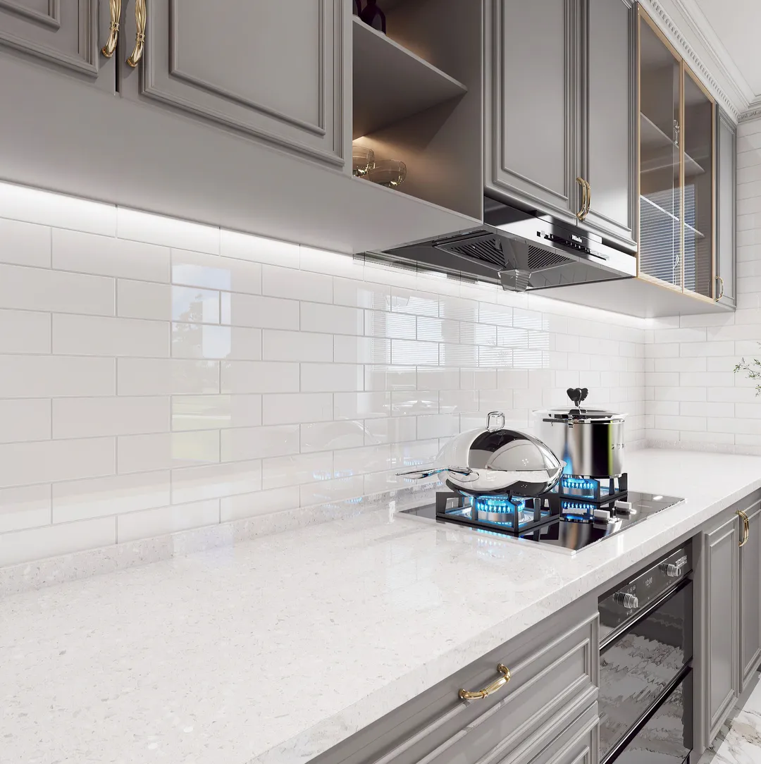Giorbello Classic Premium White 3-in x 9-in Glossy Glass Subway Wall Tile (5-sq. ft/ Carton), photo 4 of 8