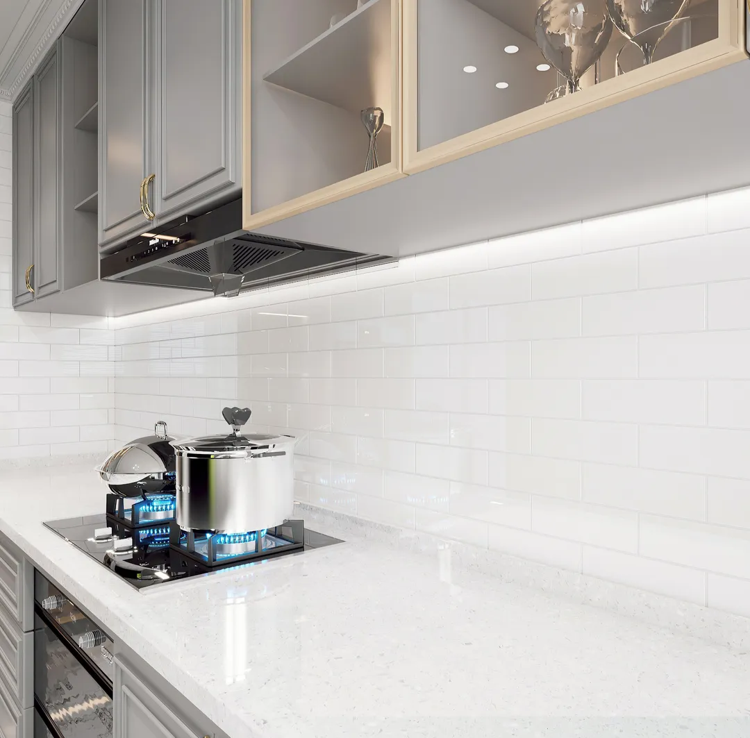 Giorbello Classic Premium White 3-in x 9-in Glossy Glass Subway Wall Tile (5-sq. ft/ Carton), photo 3 of 8