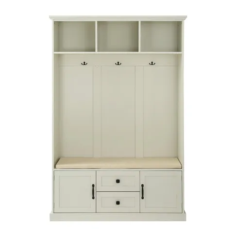 Midcentury 47.2-in Off-white Wood Hall Tree