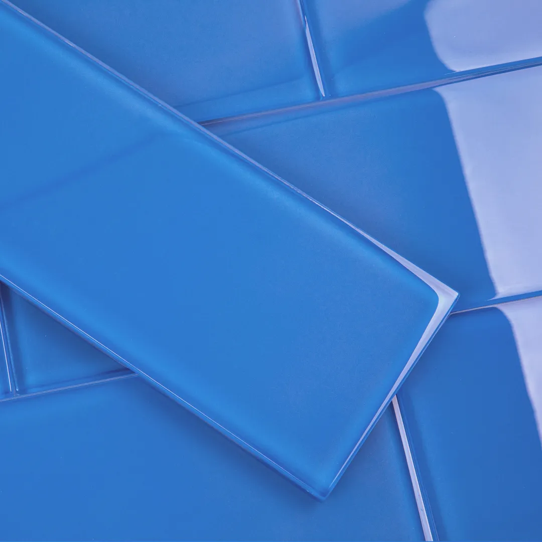 Giorbello (Sample) 4x12 Glass Subway Tiles Cobalt Blue 4-in x 12-in Glossy Glass Brick Subway Wall Tile, photo 4 of 6