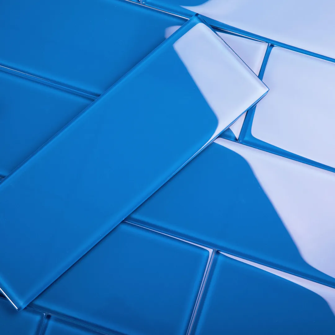 Giorbello (Sample) 4x12 Glass Subway Tiles Cobalt Blue 4-in x 12-in Glossy Glass Brick Subway Wall Tile, photo 3 of 6