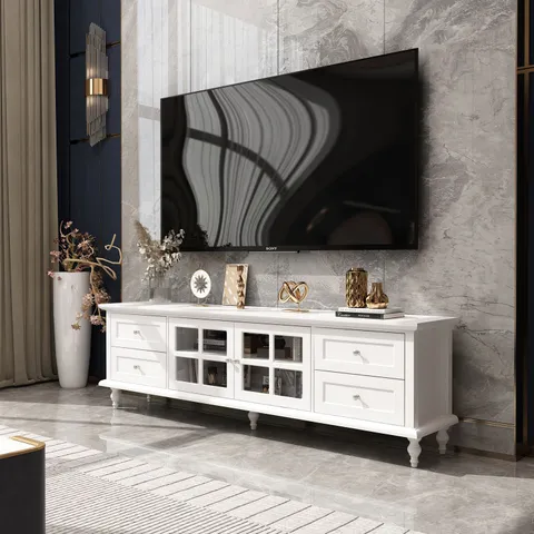Modern/Contemporary White Tv Cabinet (Accommodates TVs up to 80-in)