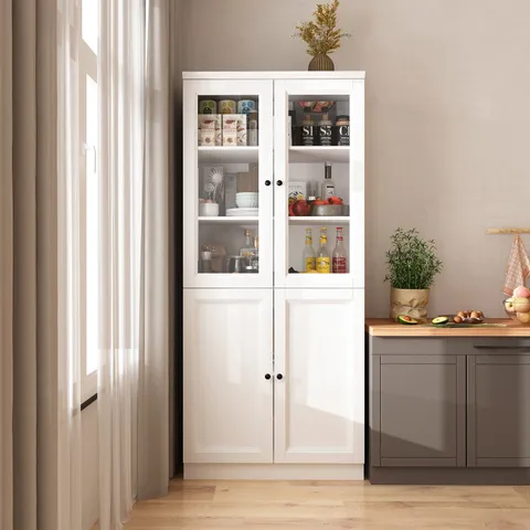 Contemporary/Modern White Curio Cabinet