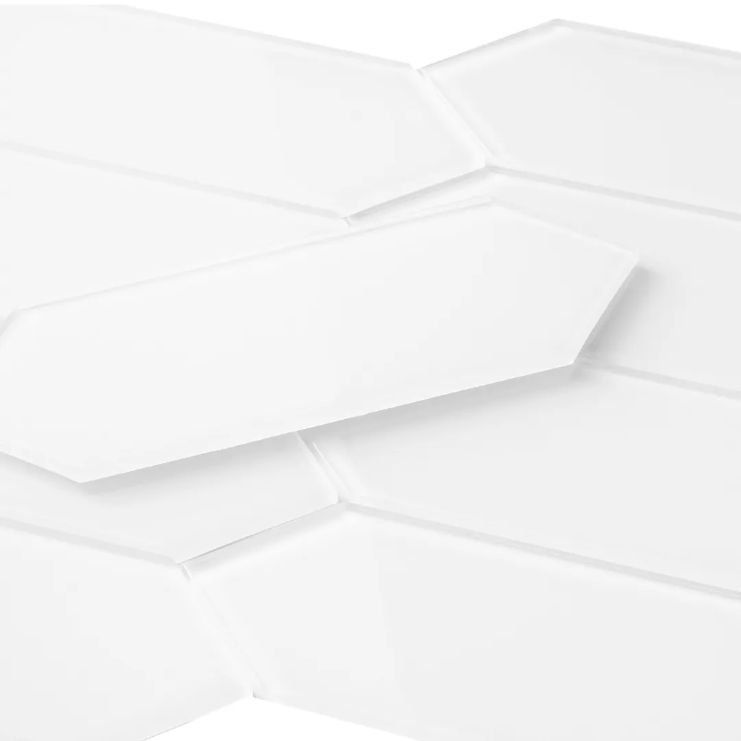 Giorbello Picket Hexagon White 3-in x 9-in Glossy Glass Subway Wall Tile (5.8-sq. ft/ Carton), photo 2 of 8