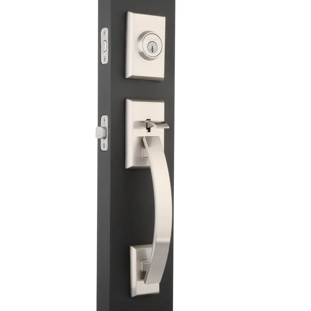 Tavaris Satin Nickel Single Cylinder Door Handleset with Vedani Door Lever Featuring SmartKey Security, photo 2 of 7