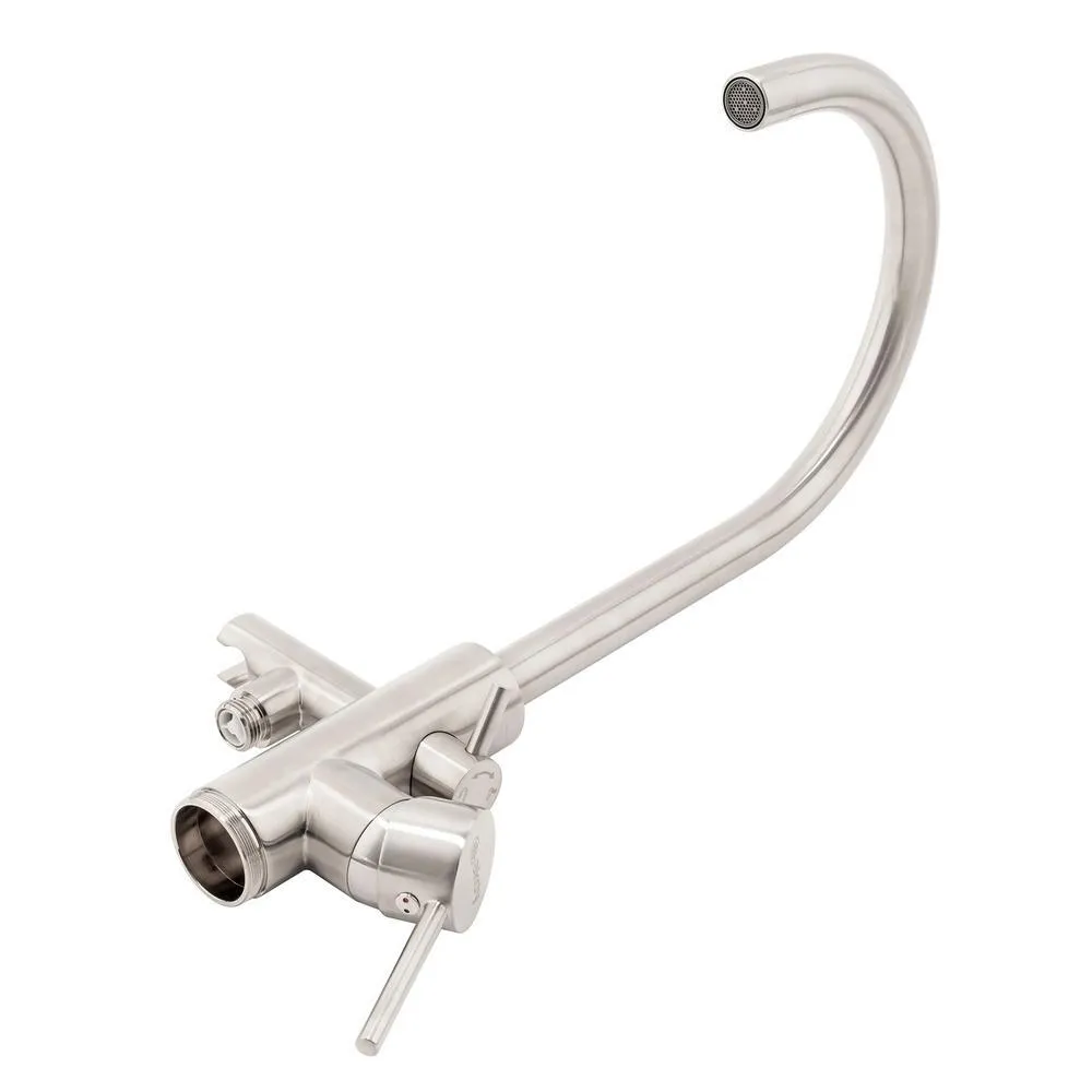 1-Handle Freestanding Floor Mount Tub Faucet Bathtub Filler with Hand Shower in Brush Nickel, photo 4 of 8