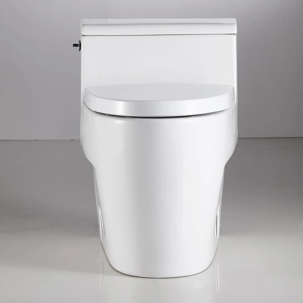 Trendy And Practical Double Flush 1 Piece 0.8 / 1.28 GPF White Double Pumping Elongated Toilet With Chair, photo 5 of 8