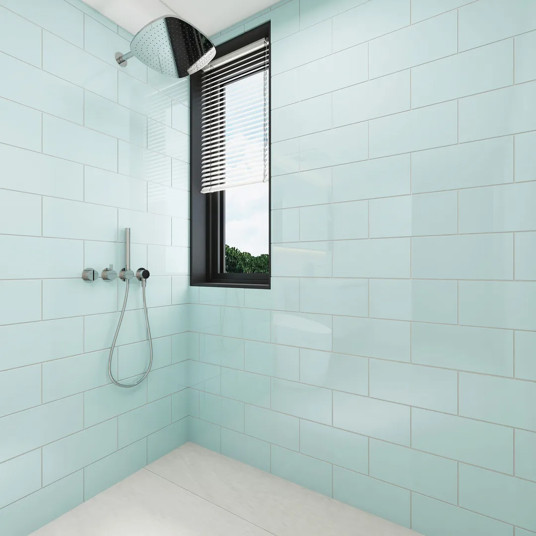 Giorbello Classic Premium Baby Blue 6-in x 12-in Glossy Glass Subway Wall Tile (5-sq. ft/ Carton), photo 3 of 7