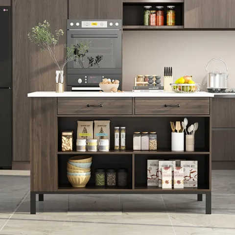 Brown Mdf Base with Mdf Top Kitchen Island (30 × 55.1 × 36 in)