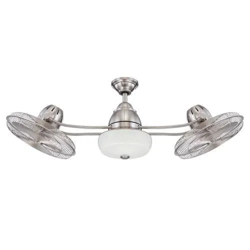 Craftmade Bellows II 48-in Brushed Nickel LED Indoor/Outdoor Ceiling Fan with Remote (6-Blade), photo 3 of 3
