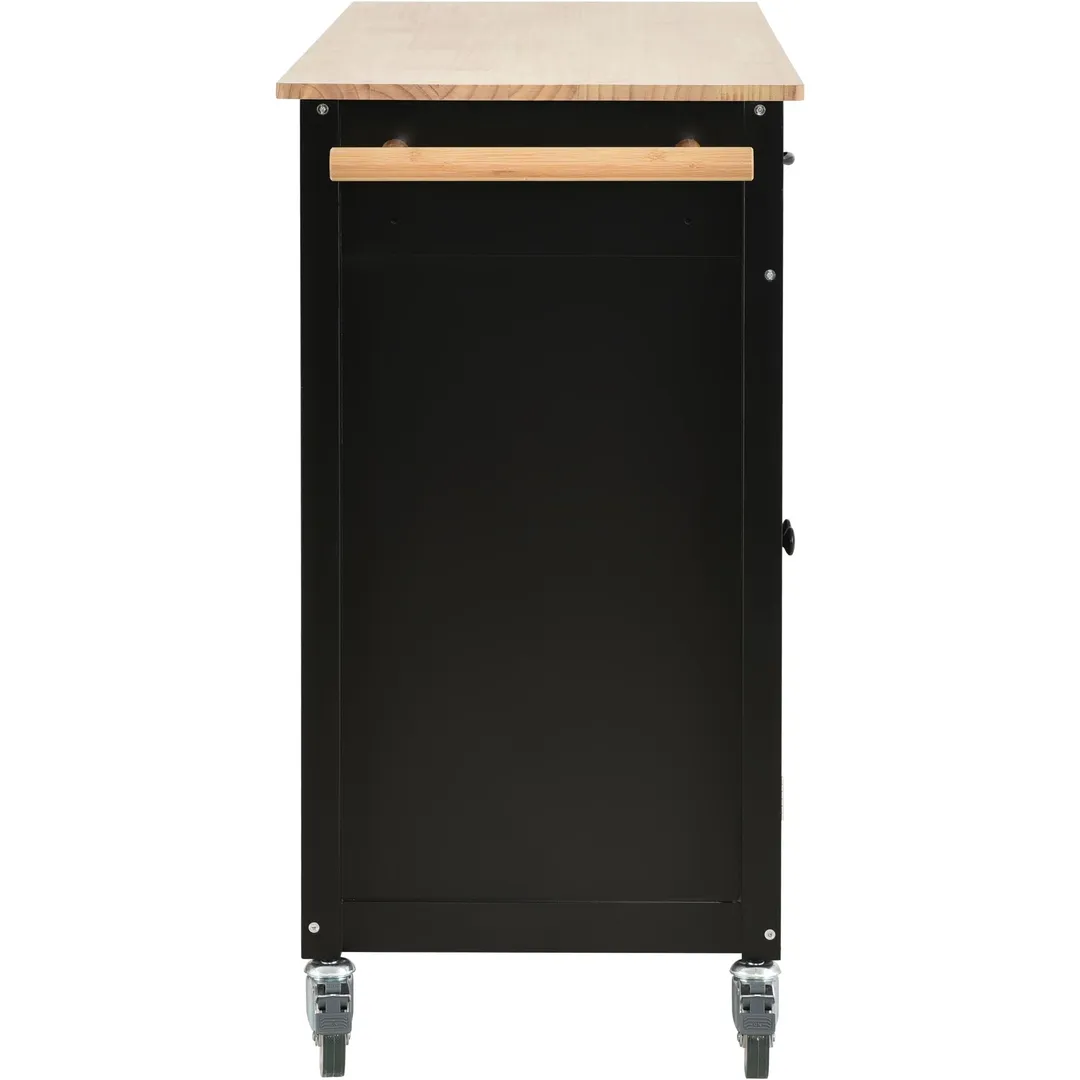 Nestfair Black Wood Base with Mdf Wood Top Rolling Kitchen Island (18.5-in x 54.33-in x 36.22-in), photo 9 of 12