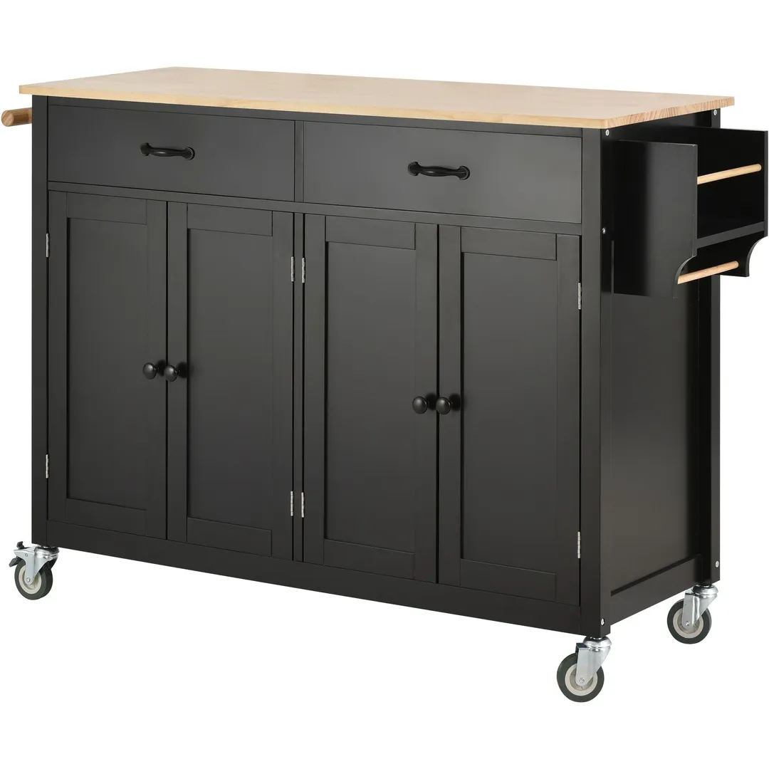 Nestfair Black Wood Base with Mdf Wood Top Rolling Kitchen Island (18.5-in x 54.33-in x 36.22-in), photo 2 of 12