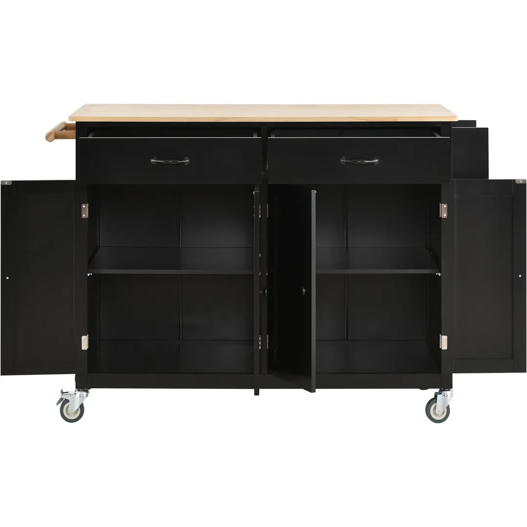 Nestfair Black Wood Base with Mdf Wood Top Rolling Kitchen Island (18.5-in x 54.33-in x 36.22-in), photo 3 of 12