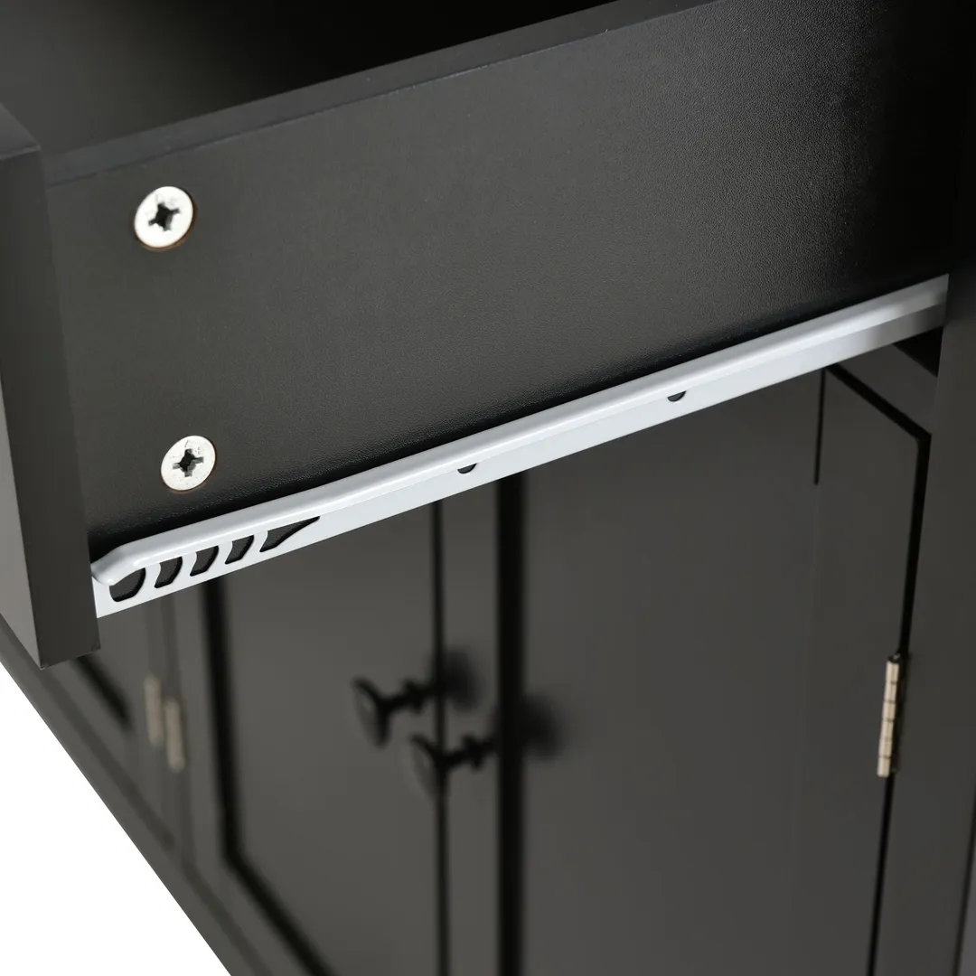 Nestfair Black Wood Base with Mdf Wood Top Rolling Kitchen Island (18.5-in x 54.33-in x 36.22-in), photo 7 of 12