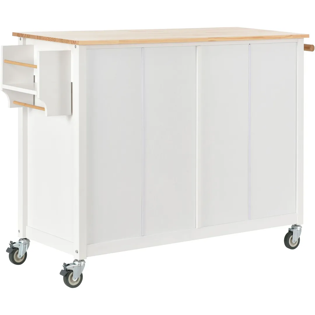 Nestfair White Wood Base with Mdf Wood Top Rolling Kitchen Island (18.5-in x 54.33-in x 36.22-in), photo 3 of 9