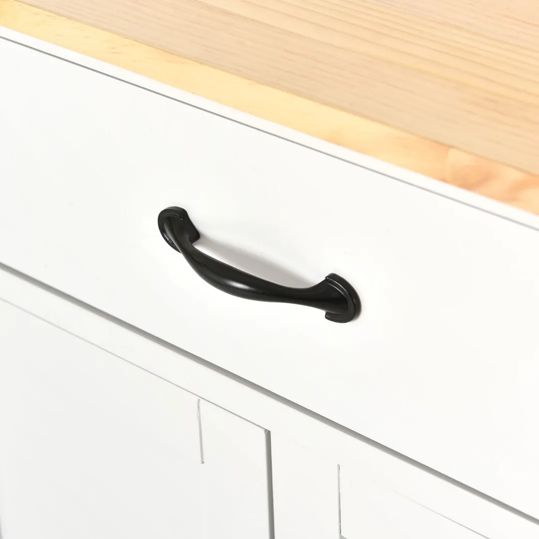 Nestfair White Wood Base with Mdf Wood Top Rolling Kitchen Island (18.5-in x 54.33-in x 36.22-in), photo 8 of 9