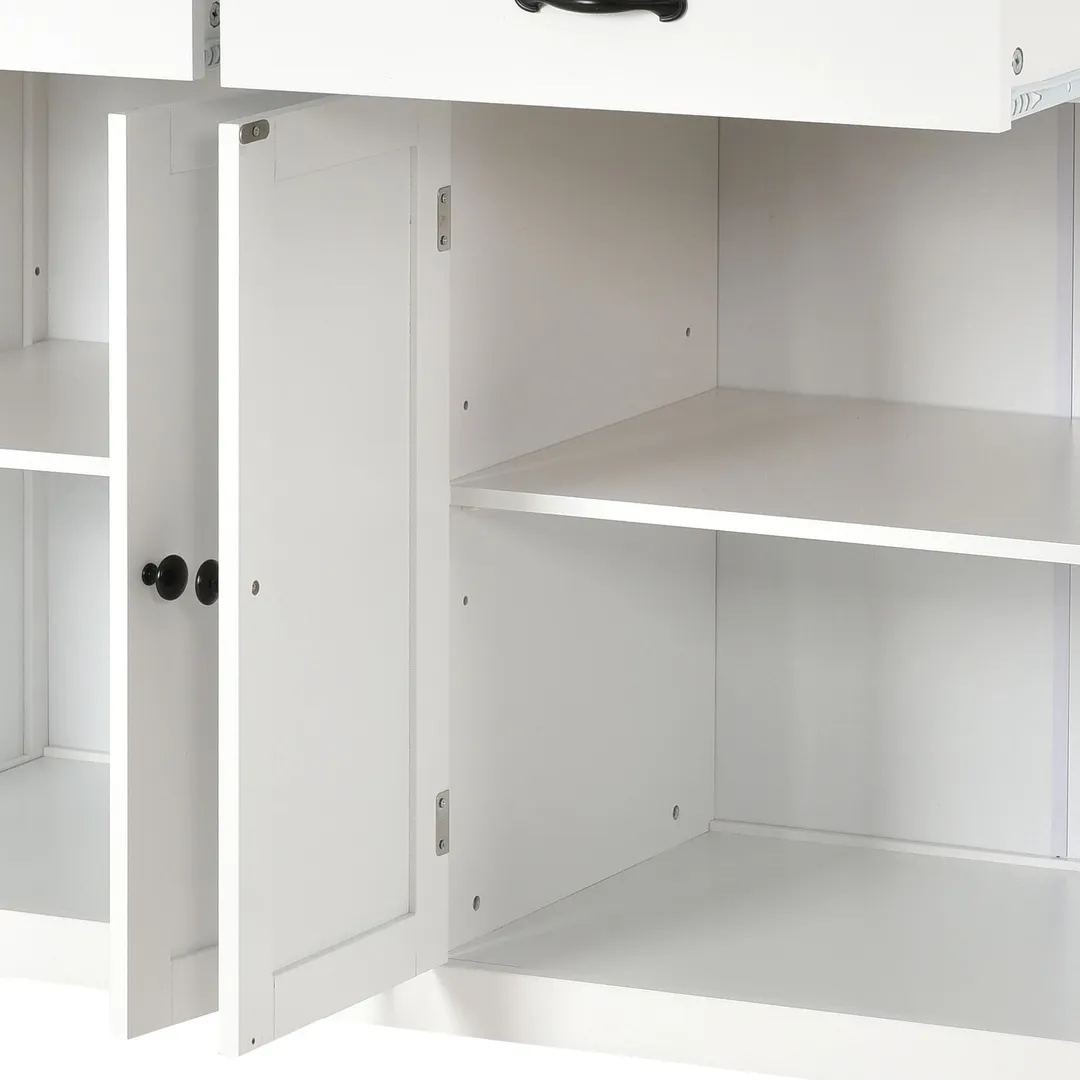 Nestfair White Wood Base with Mdf Wood Top Rolling Kitchen Island (18.5-in x 54.33-in x 36.22-in), photo 7 of 9