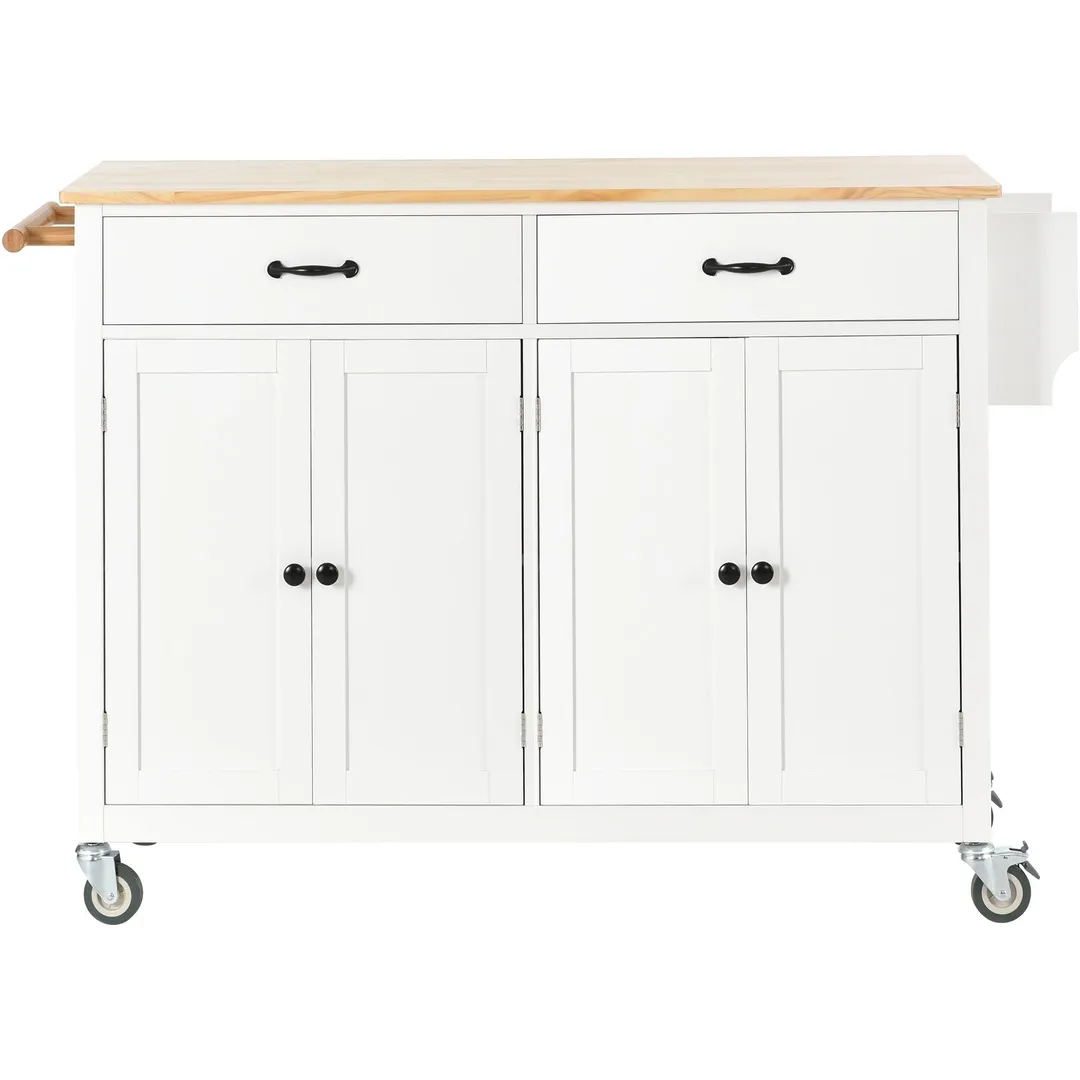 Nestfair White Wood Base with Mdf Wood Top Rolling Kitchen Island (18.5-in x 54.33-in x 36.22-in), photo 2 of 9