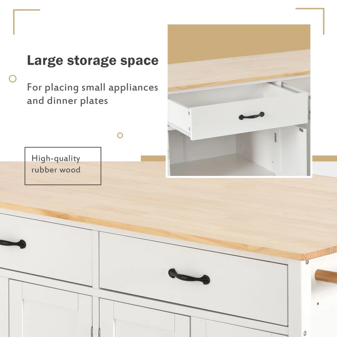 Nestfair White Wood Base with Mdf Wood Top Rolling Kitchen Island (18.5-in x 54.33-in x 36.22-in), photo 5 of 9