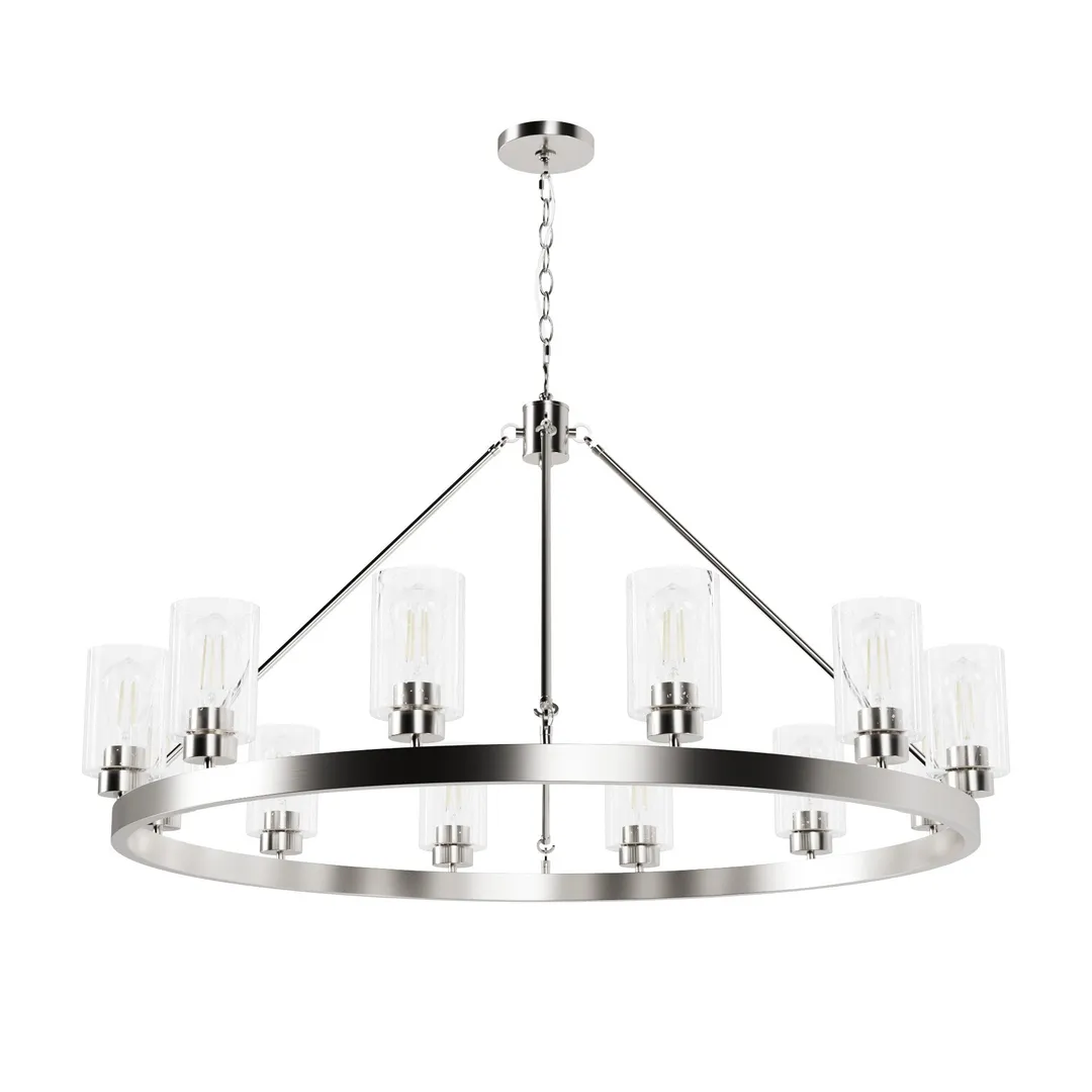 Hunter Hartland 12-Light Brushed Nickel Transitional Led Chandelier, photo 2 of 9
