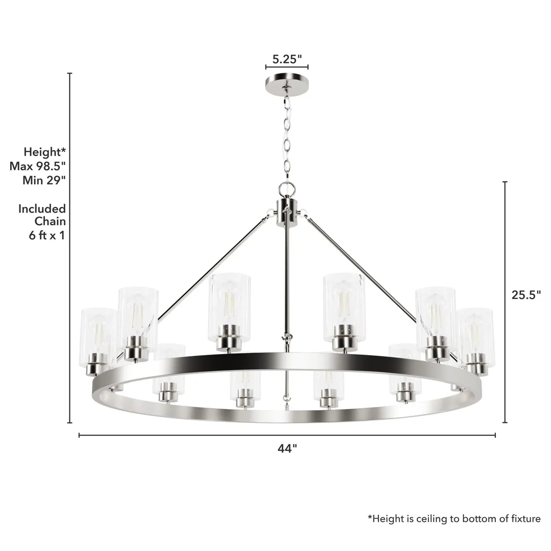 Hunter Hartland 12-Light Brushed Nickel Transitional Led Chandelier, photo 4 of 9