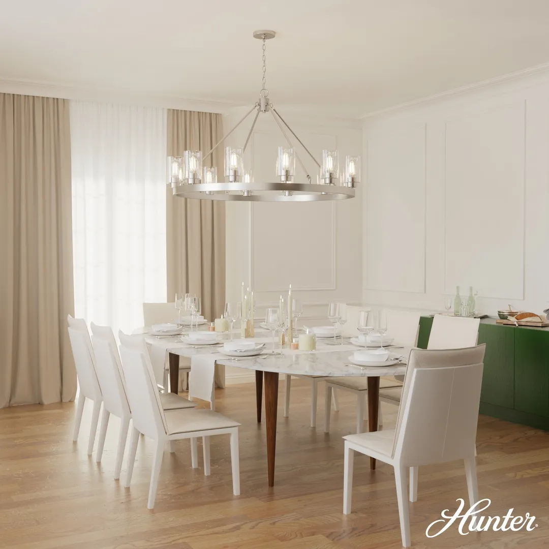Hunter Hartland 12-Light Brushed Nickel Transitional Led Chandelier, photo 3 of 9