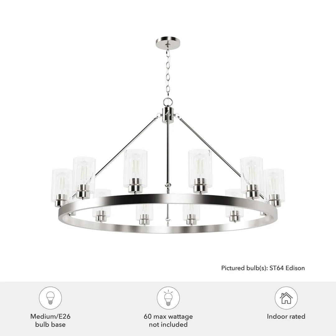 Hunter Hartland 12-Light Brushed Nickel Transitional Led Chandelier, photo 5 of 9