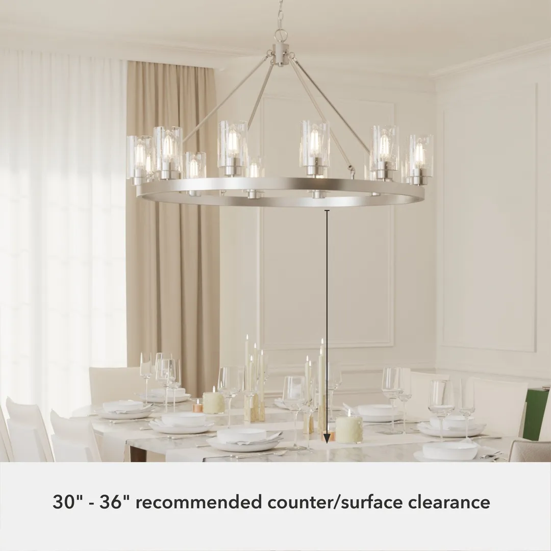 Hunter Hartland 12-Light Brushed Nickel Transitional Led Chandelier, photo 6 of 9