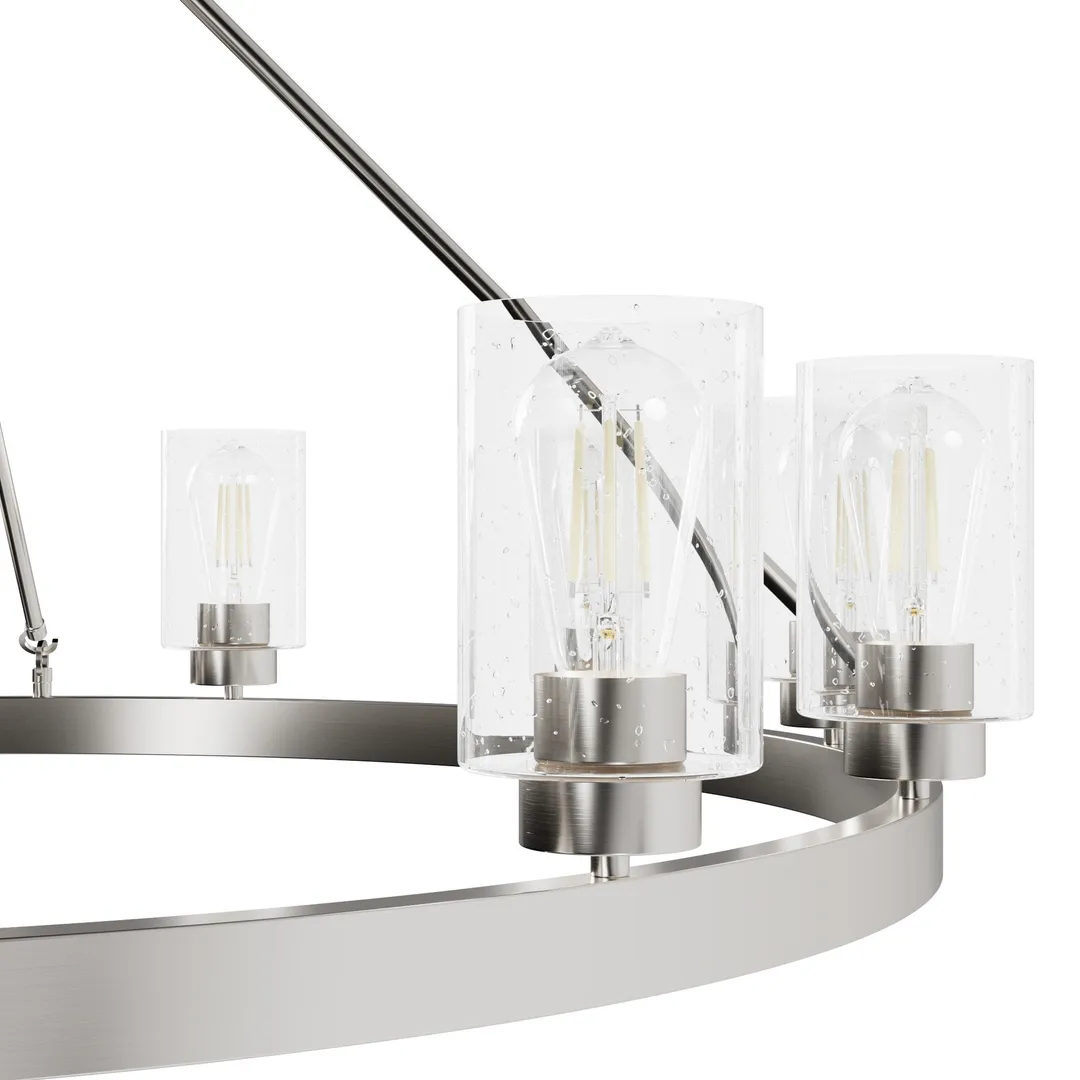 Hunter Hartland 12-Light Brushed Nickel Transitional Led Chandelier, photo 7 of 9